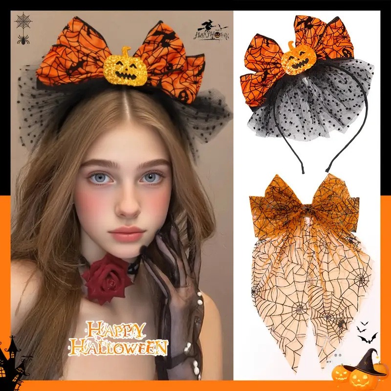 Cosplay Prop Bow - Diadema de calabaza naranja con lazo